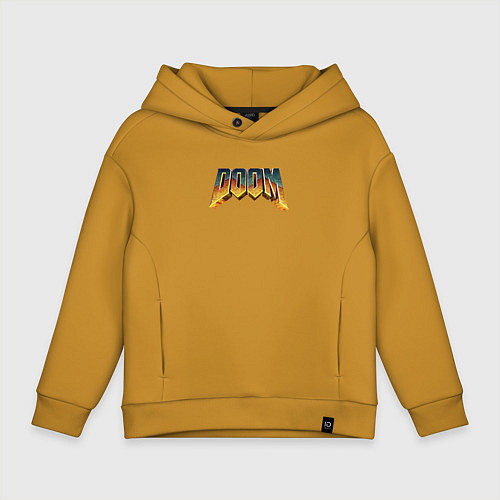 Детское худи оверсайз Doom логотип / Горчичный – фото 1