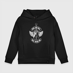 Толстовка оверсайз детская Rock n roll guitar, цвет: черный