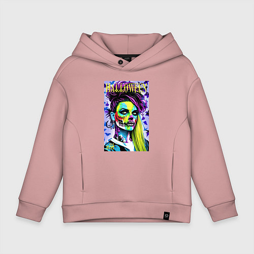 Детское худи оверсайз Halloween zombie - magazin cover / Пыльно-розовый – фото 1