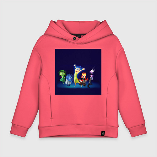 Детское худи оверсайз Все эмоции персонажи мультфильм головоломка / Коралловый – фото 1
