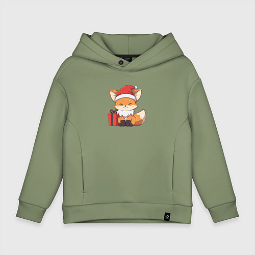 Детское худи оверсайз Лиса с подарком / Авокадо – фото 1