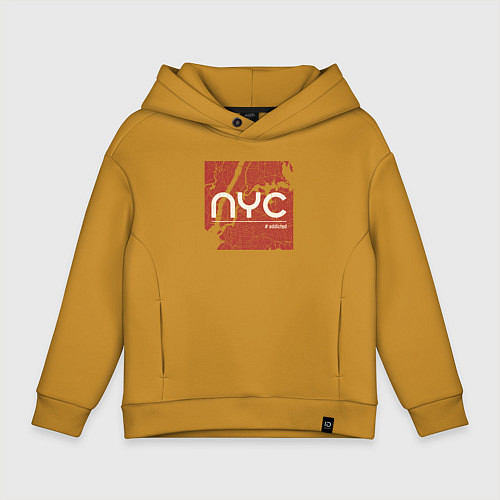 Детское худи оверсайз Нью-Йорк зависимость / Горчичный – фото 1