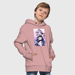 Толстовка оверсайз детская Песнь ночных сов Надзуна, цвет: пыльно-розовый — фото 2
