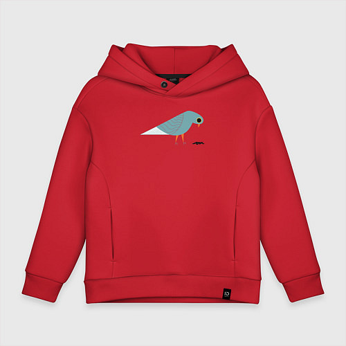 Детское худи оверсайз Голубь и семечки / Красный – фото 1