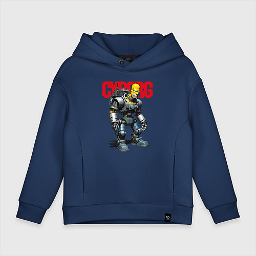 Детское худи оверсайз Cyborg Homer Simpson - ai art fantasy / Тёмно-синий – фото 1