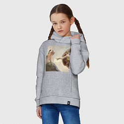 Толстовка оверсайз детская Кот сотворение Адама, цвет: меланж — фото 2