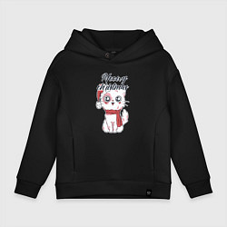Толстовка оверсайз детская Christmas Cat, цвет: черный