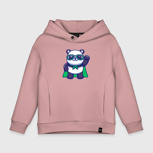 Детское худи оверсайз Панда в плаще / Пыльно-розовый – фото 1