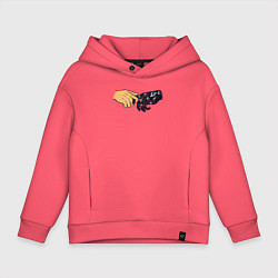 Толстовка оверсайз детская Прикосновение космоса, цвет: коралловый