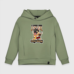 Детское худи оверсайз Немецкая овчарка с прикольной надписью