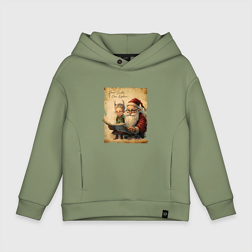 Детское худи оверсайз Санта и Эльф / Авокадо – фото 1