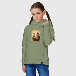 Толстовка оверсайз детская Санта и Эльф, цвет: авокадо — фото 2