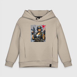 Детское худи оверсайз Cool military girl - graffiti