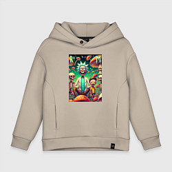 Детское худи оверсайз Рик и Морти под грибами - нейроарт