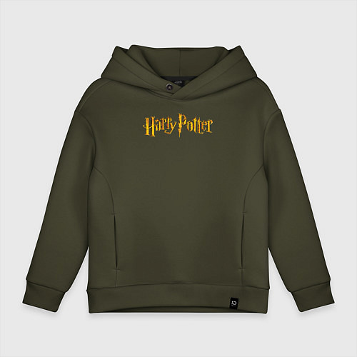 Детское худи оверсайз Harry Potter golden logo / Хаки – фото 1