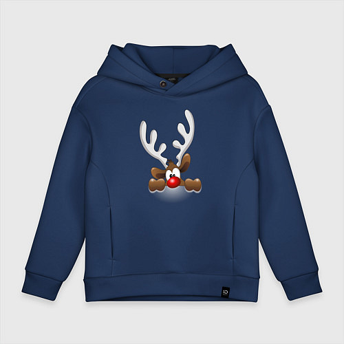 Детское худи оверсайз Новогодние прятки / Тёмно-синий – фото 1
