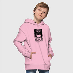 Толстовка оверсайз детская Девушка с красными глазами, цвет: светло-розовый — фото 2