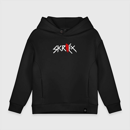 Детское худи оверсайз Skrillex - logo / Черный – фото 1