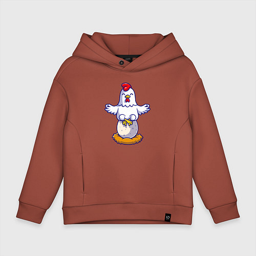 Детское худи оверсайз Куриная йога / Кирпичный – фото 1
