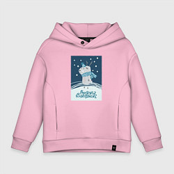 Детское худи оверсайз Новогодний олень с шарфом