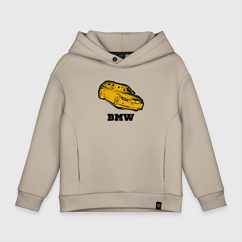 Детское худи оверсайз Золотой bmw / Миндальный – фото 1