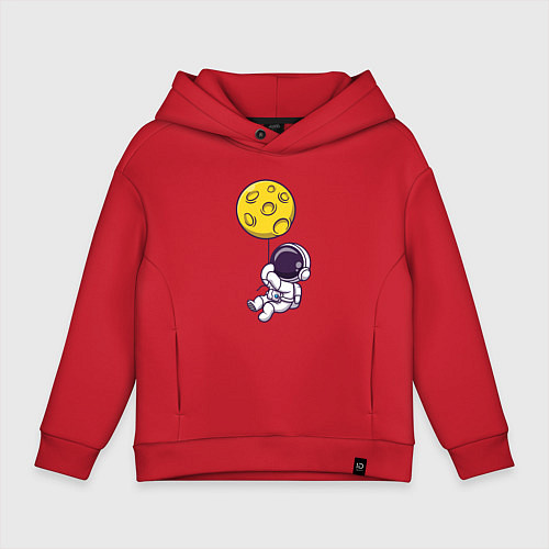 Детское худи оверсайз Полёт на лунном шарике / Красный – фото 1