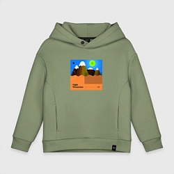 Толстовка оверсайз детская Ночные горы, цвет: авокадо