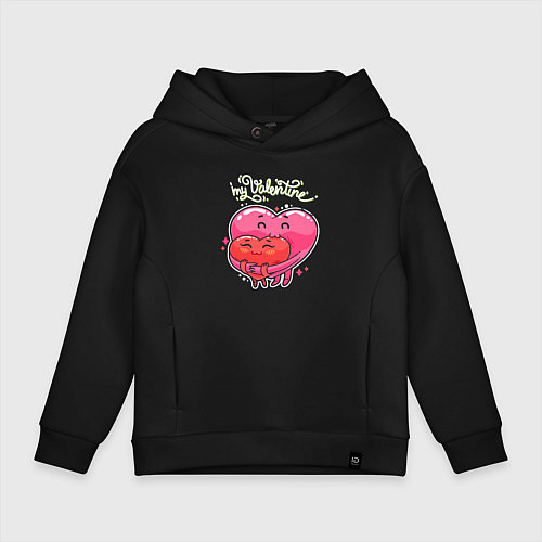 Детское худи оверсайз Мой Валентин / Черный – фото 1