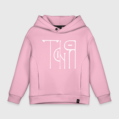 Детское худи оверсайз Таня - белая надпись вязью / Светло-розовый – фото 1