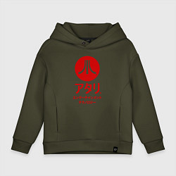 Толстовка оверсайз детская Atari japan logo, цвет: хаки