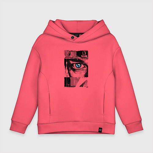 Детское худи оверсайз Тревожный взгляд / Коралловый – фото 1