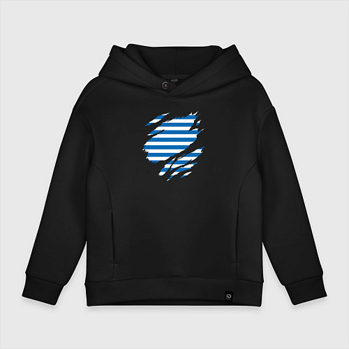 Детское худи оверсайз Порванная тельняшка / Черный – фото 1