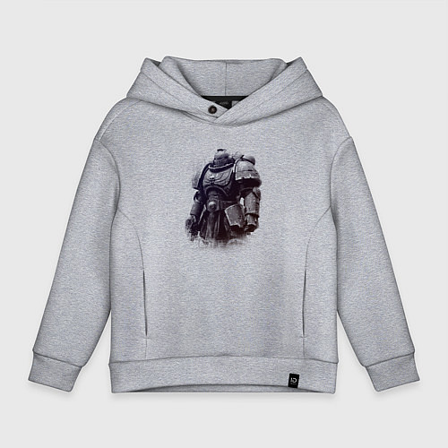 Детское худи оверсайз Космодесантник после битвы / Меланж – фото 1