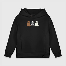 Толстовка оверсайз детская Три мишки, цвет: черный