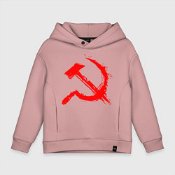 Толстовка оверсайз детская Sickle and hammer red paint, цвет: пыльно-розовый