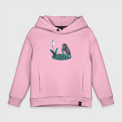 Толстовка оверсайз детская Сова и подснежник, цвет: светло-розовый