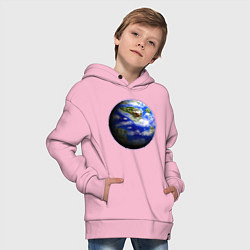 Толстовка оверсайз детская Голубая планета, цвет: светло-розовый — фото 2
