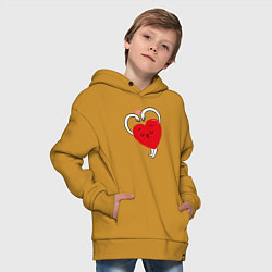 Толстовка оверсайз детская Love hands, цвет: горчичный — фото 2