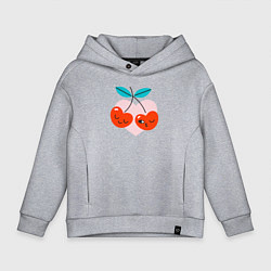 Толстовка оверсайз детская Влюблённые вишни, цвет: меланж