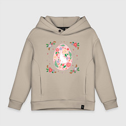 Детское худи оверсайз Пасхальное яйцо с кроликом и цветами