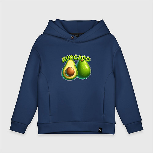 Детское худи оверсайз Авокадо с надписью / Тёмно-синий – фото 1