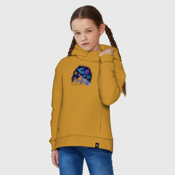 Толстовка оверсайз детская Космос над горами, цвет: горчичный — фото 2