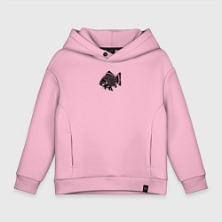 Толстовка оверсайз детская Декоративная татуировка рыбы, цвет: светло-розовый