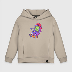 Толстовка оверсайз детская Тетрис на скейте, цвет: миндальный