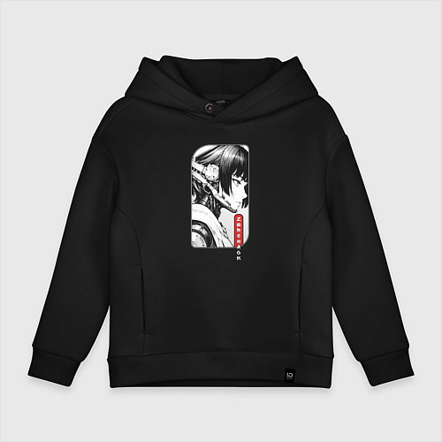 Детское худи оверсайз Девушка-хакер / Черный – фото 1