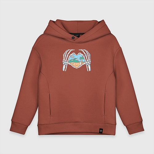 Детское худи оверсайз Сердце пляжа / Кирпичный – фото 1