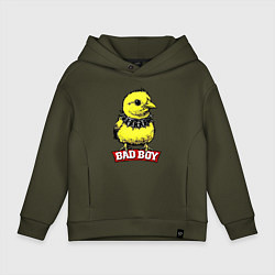 Толстовка оверсайз детская Bad boy chicken, цвет: хаки