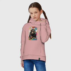 Толстовка оверсайз детская Monkey color, цвет: пыльно-розовый — фото 2