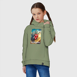 Толстовка оверсайз детская Rolling Stones - logo-guitar, цвет: авокадо — фото 2