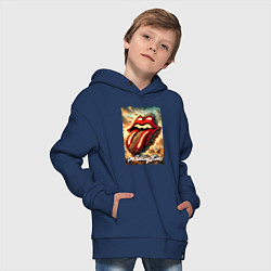 Толстовка оверсайз детская Rolling Stones - logo transformation, цвет: тёмно-синий — фото 2